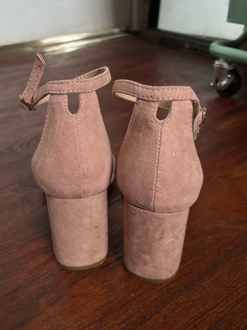 Kelly & Katie Dusty Pink Suede Block Heel Sandals - Picture 4 of 12
